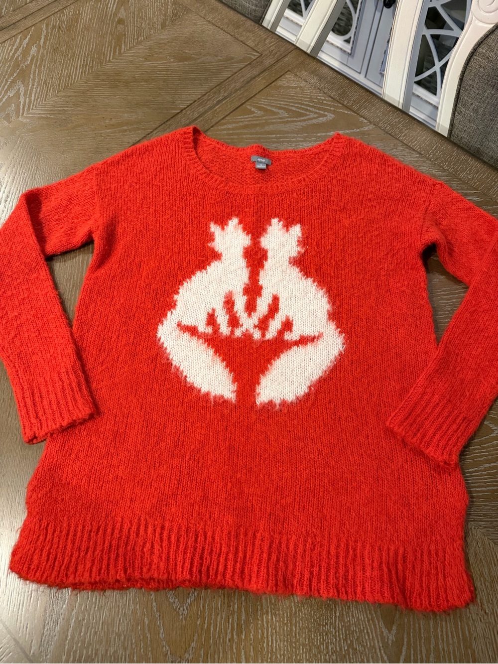 aerie Mohair Blend Red Crewneck Women’s Size Small Sweater Twin Foxes